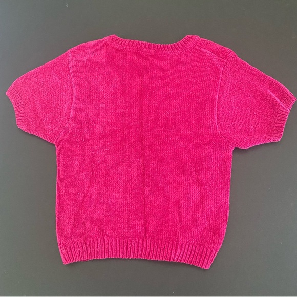 New Legends Knit Sweater Top Short Sleeved Pink Girl’s Silk Vintage - Picture 2 of 7